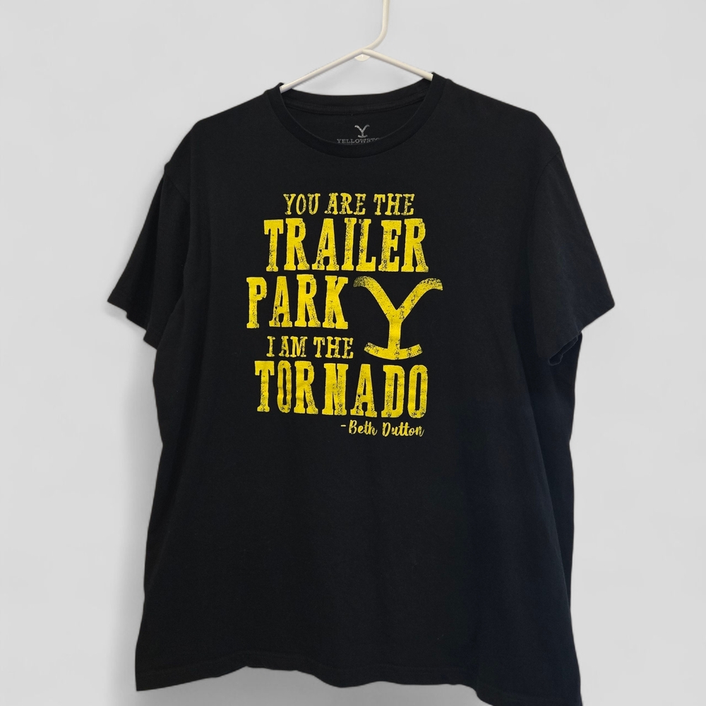 Black Graphic T-Shirt with Yellow Print